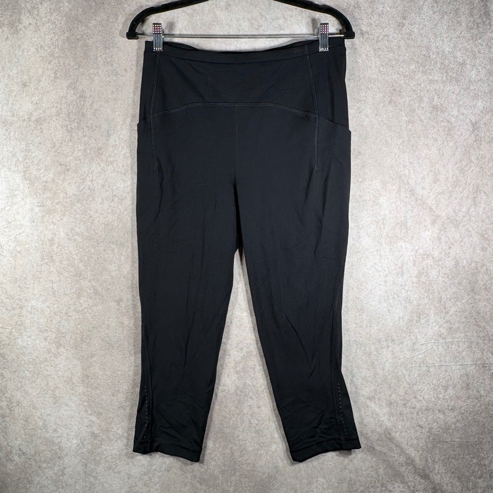 Lululemon Leggings Womens 10 Black Fast and Free Crop II Nulux Running Pockets